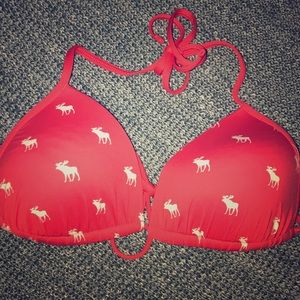 Abercrombie & Fitch Red Bikini with White Moose Print